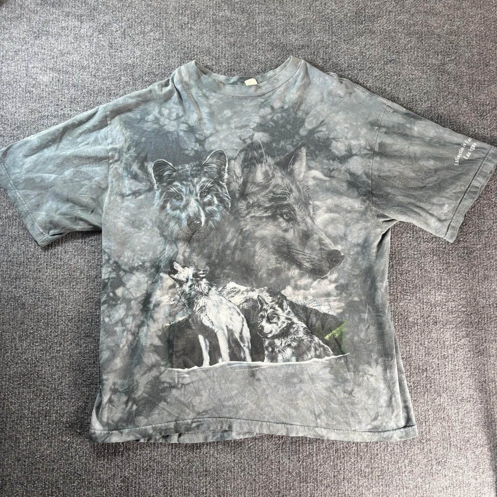 Wolf Shirt Mens XL Gray Tie Dye Pack Graphic Tee Wildlife Nature Animals Outdoor